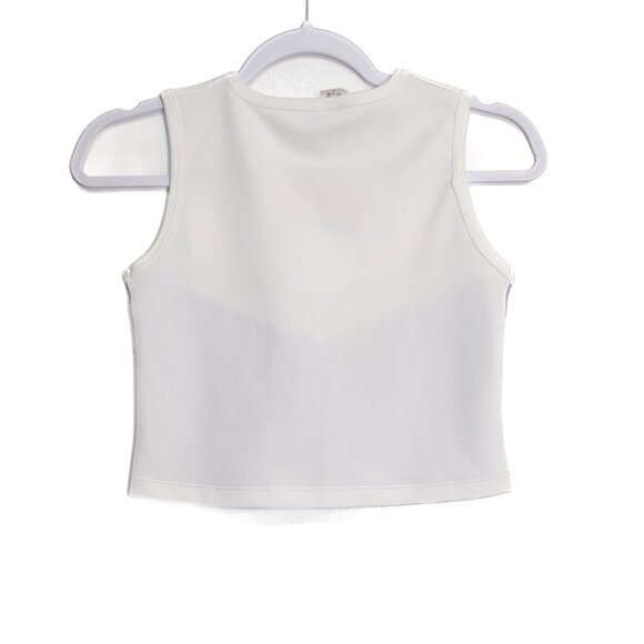 Cheer Sports Size 8 Cheerleader Crop Top White Purple Yellow Stripes Girls Sleev - Picture 5 of 8